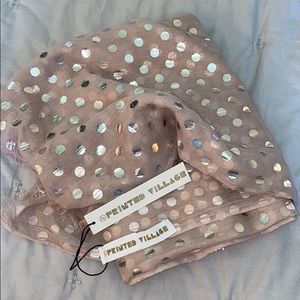 NEW Taupe & Metallic Silver Polka Dot Scarf